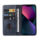 For iPhone 14 Calf Texture Magnetic Flip Leather Phone Case (Blue)