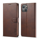 For iPhone 14 LC.IMEEKE Calf Texture Horizontal Flip Leather Case (Brown)