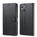 For iPhone 14 LC.IMEEKE Calf Texture Horizontal Flip Leather Case (Black)