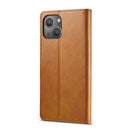 For iPhone 14 LC.IMEEKE Calf Texture Horizontal Flip Leather Case (Yellow)
