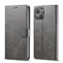 For iPhone 14 LC.IMEEKE Calf Texture Horizontal Flip Leather Case (Grey)
