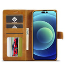 For iPhone 14 Pro LC.IMEEKE Calf Texture Horizontal Flip Leather Case(Yellow)