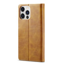 For iPhone 14 Pro Max LC.IMEEKE Calf Texture Horizontal Flip Leather Case (Yellow)