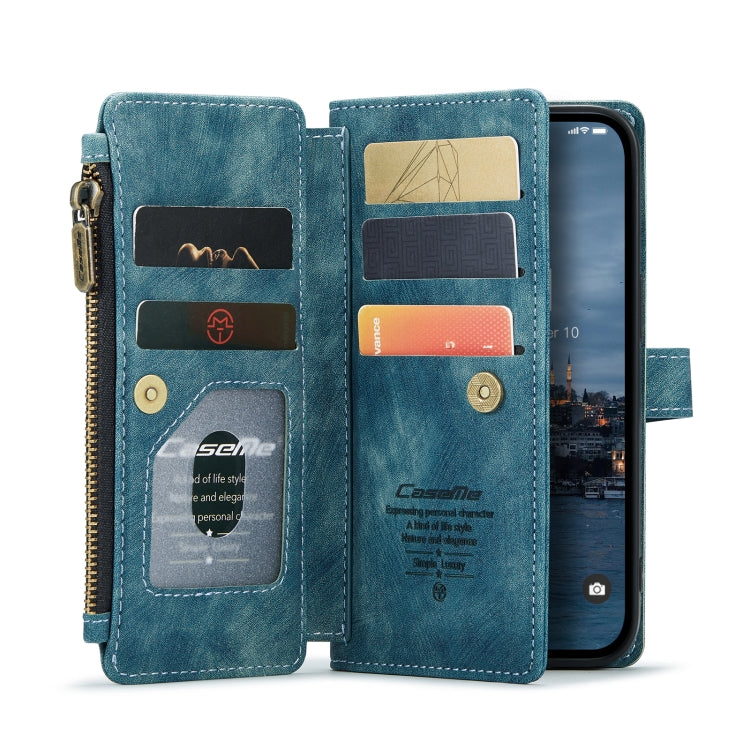 CaseMe C30 Multifunctional Phone Leather Case For iPhone 14 Pro(Blue)