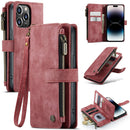 CaseMe C30 Multifunctional Phone Leather Case For iPhone 14 Pro(Red)