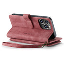 CaseMe C30 Multifunctional Phone Leather Case For iPhone 14 Pro(Red)