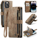 CaseMe C30 Multifunctional Phone Leather Case For iPhone 14 Pro(Brown)
