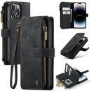 CaseMe C30 Multifunctional Phone Leather Case For iPhone 14 Pro(Black)