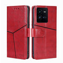 For vivo iQOO 10 Pro 5G Geometric Stitching Leather Phone Case(Red)