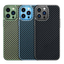 For iPhone 14 Pro Max Carbon Fiber Kevlar Electroplate Phone Case (Black)