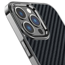 For iPhone 14 Pro Max Carbon Fiber Kevlar Electroplate Phone Case (Black)