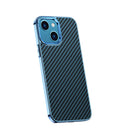 Carbon Fiber Kevlar Electroplate Phone Case For iPhone 13(Sierra Blue)