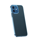 Carbon Fiber Kevlar Electroplate Phone Case For iPhone 12(Sierra Blue)