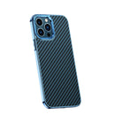 Carbon Fiber Kevlar Electroplate Phone Case For iPhone 12 Pro(Sierra Blue)