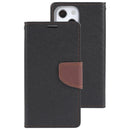 For iPhone 14 Plus GOOSPERY FANCY DIARY Cross Texture Leather Case (Black Brown)