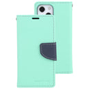 For iPhone 14 Plus GOOSPERY FANCY DIARY Cross Texture Leather Case (Mint Green)