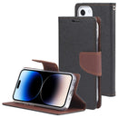 GOOSPERY FANCY DIARY Cross Texture Leather Case For iPhone 14 Pro(Black Brown)