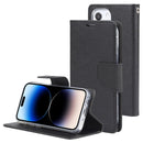GOOSPERY FANCY DIARY Cross Texture Leather Case For iPhone 14 Pro(Black)