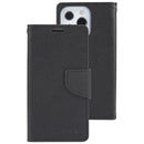 GOOSPERY FANCY DIARY Cross Texture Leather Case For iPhone 14 Pro(Black)