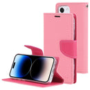 GOOSPERY FANCY DIARY Cross Texture Leather Case For iPhone 14 Pro(Pink)