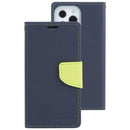 GOOSPERY FANCY DIARY Cross Texture Leather Case For iPhone 14 Pro(Navy Blue)