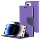 GOOSPERY FANCY DIARY Cross Texture Leather Case For iPhone 14 Pro(Purple)