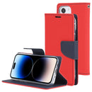 GOOSPERY FANCY DIARY Cross Texture Leather Case For iPhone 14 Pro(Red)