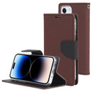 GOOSPERY FANCY DIARY Cross Texture Leather Case For iPhone 14 Pro(Brown)