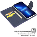 GOOSPERY FANCY DIARY Cross Texture Leather Case For iPhone 14 Pro(Navy Blue)