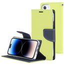 For iPhone 14 Pro Max GOOSPERY FANCY DIARY Cross Texture Leather Case (Green)
