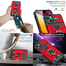 For iPhone 14 Plus Lanyard Slide Camshield Ring Card Phone Case (Black)