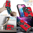 For iPhone 14 Pro Max Lanyard Slide Camshield Ring Card Phone Case (Green)