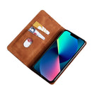 For iPhone 14 Pro Max Skin Feel Magnetic Leather Phone Case (Light Brown)