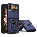 For Samsung Galaxy Z Flip4 Lanyard Slide Camshield Ring Phone Case(Royal Blue)