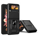 For Samsung Galaxy Z Flip4 Lanyard Slide Camshield Ring Phone Case(Black)