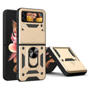 For Samsung Galaxy Z Flip4 Lanyard Slide Camshield Ring Phone Case(Gold)