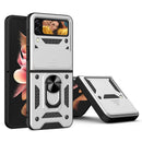For Samsung Galaxy Z Flip4 Lanyard Slide Camshield Ring Phone Case(Silver)