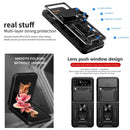 For Samsung Galaxy Z Flip4 Lanyard Slide Camshield Ring Phone Case(Rose Gold)