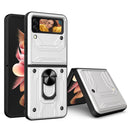 For Samsung Galaxy Z Flip4 Lanyard Slide Camshield Card Phone Case(White)