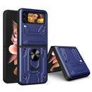For Samsung Galaxy Z Flip4 Lanyard Slide Camshield Card Phone Case(Royal Blue)