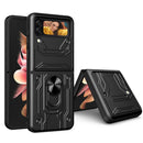 For Samsung Galaxy Z Flip4 Lanyard Slide Camshield Card Phone Case(Black)