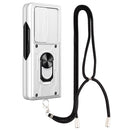 For Samsung Galaxy Z Fold4 Lanyard Slide Camshield Card Phone Case(White)