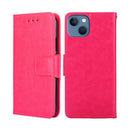 For iPhone 14 Plus Crystal Texture Horizontal Flip Leather Phone Case (Rose Red)