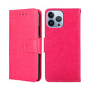 For iPhone 14 Pro Crystal Texture Horizontal Flip Leather Phone Case(Rose Red)