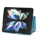 For Samsung Galaxy Z Fold 4 Multi-card Slots Laser Carving Glitter Zipper Leather Case(Sky Blue)