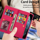 For Samsung Galaxy Z Fold 4 Multi-card Slots Laser Carving Glitter Zipper Leather Case(Rose Red)