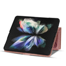 For Samsung Galaxy Z Fold 4 Multi-card Slots Laser Carving Glitter Zipper Leather Case(Rose Gold)