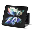 For Samsung Galaxy Z Fold 4 Multi-card Slots Laser Carving Glitter Zipper Leather Case(Black)