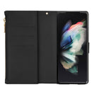 For Samsung Galaxy Z Fold 4 Multi-card Slots Laser Carving Glitter Zipper Leather Case(Black)