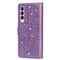 For Samsung Galaxy Z Fold 4 Multi-card Slots Laser Carving Glitter Zipper Leather Case(Purple)